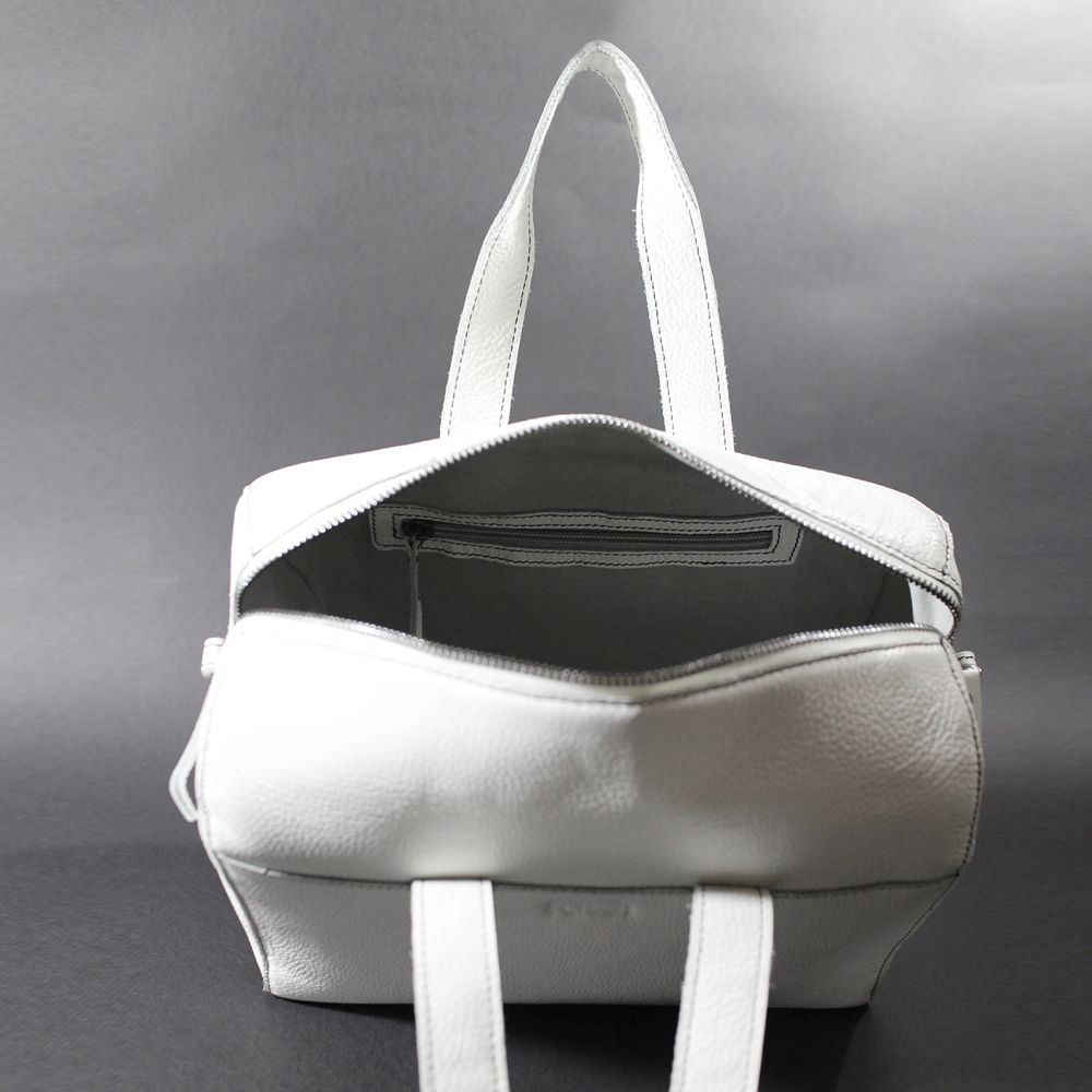 Passion Boston bag white hand / shoulder / hatchback - Messenger Bags & Sling Bags - Genuine Leather White