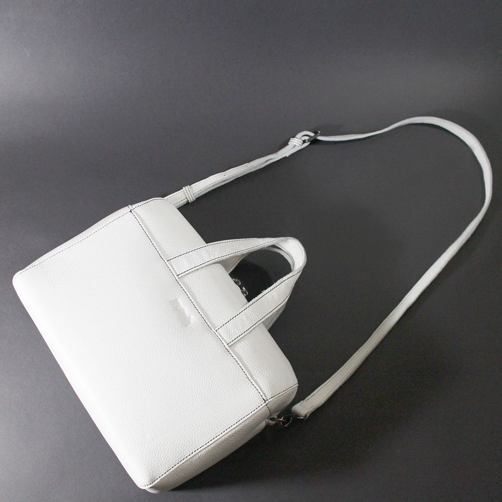 Passion Boston bag white hand / shoulder / hatchback - Messenger Bags & Sling Bags - Genuine Leather White