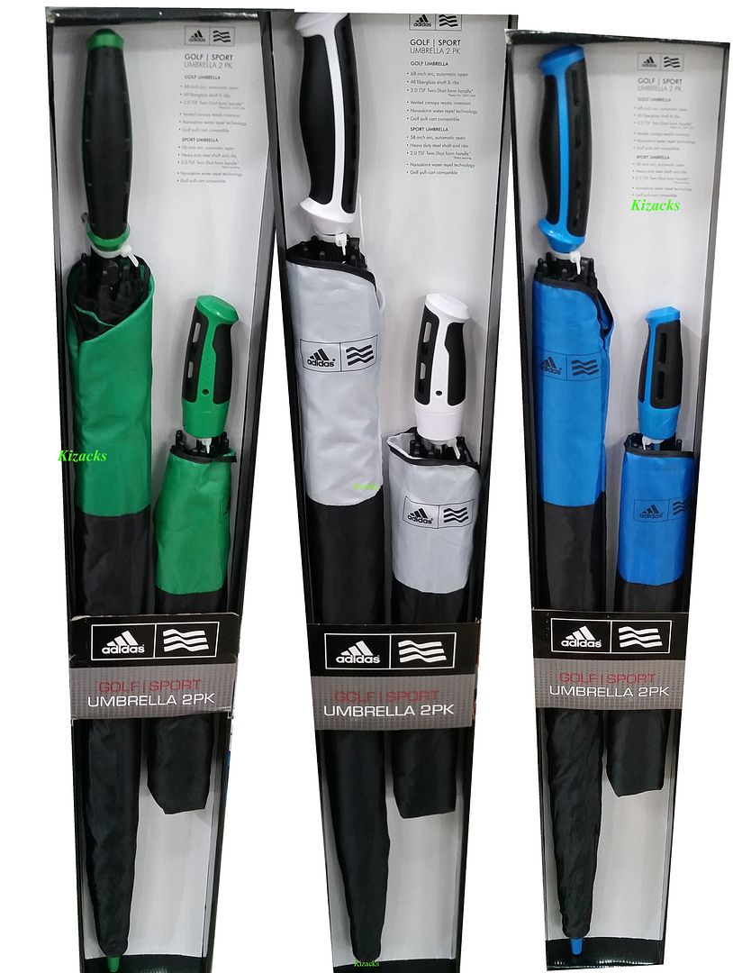 2 Pack Adidas Golf Sport Umbrella Colours Green Black White Grey