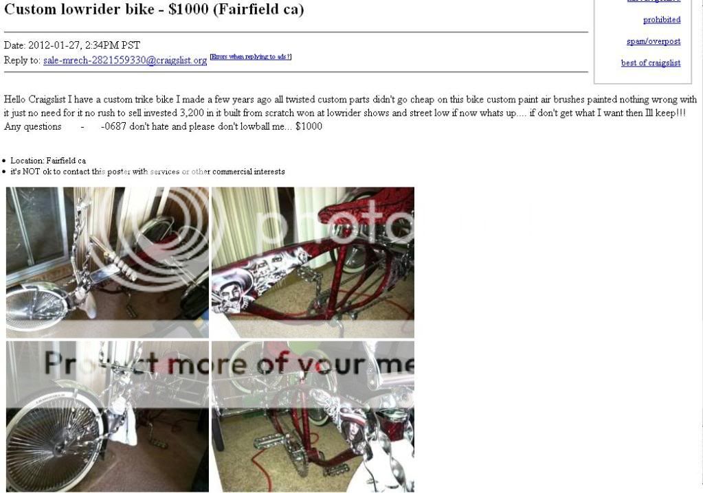 lowrider bikes for sale craigslist