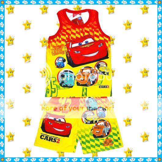 McQueen Disney Cars 2 Outfit Set Age 1 7 Years Baby Kids Boys Clothes Top Shorts