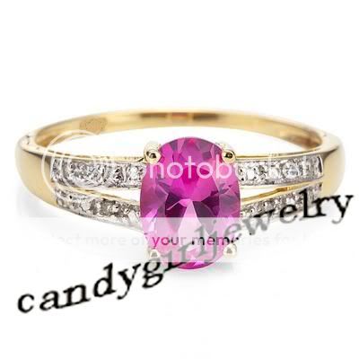 Deluxe Pink Sapphire Womans 10KT Yellow Gold Filled Ring Size 8 