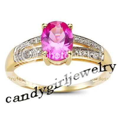 Deluxe Pink Sapphire Womans 10KT Yellow Gold Filled Ring Size 8 