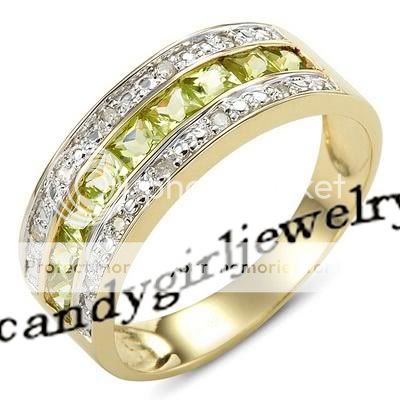   Green Peridot 10KT Yellow Gold Filled Ring Size 10 Best Gift  