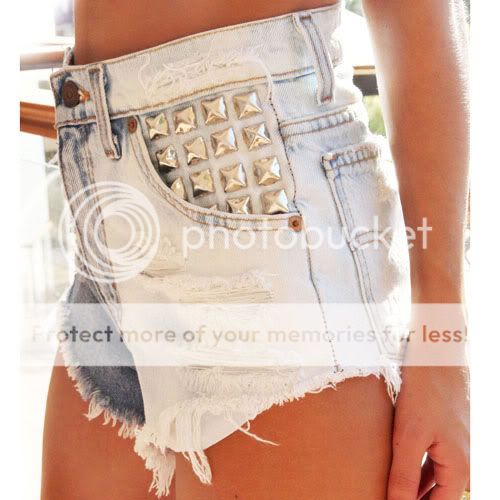    RAD FESTIVAL VINTAGE INSPIRED HIGH WAISTED SHORTS WITH STUDS  