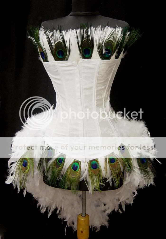 White Moulin/Showgirl/Peacock/Rouge Burlesque Costume L  