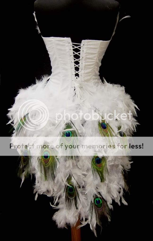 White Moulin/Showgirl/Peacock/Rouge Burlesque Costume L  