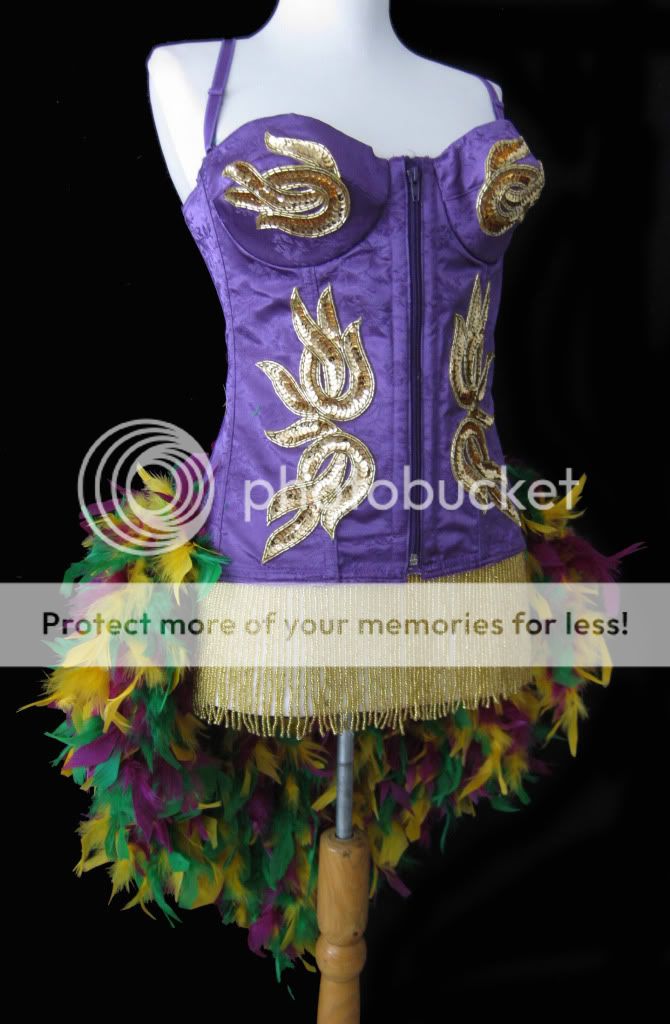 Mardi Gras/Showgirl/Feather Burlesque Costume S M L  